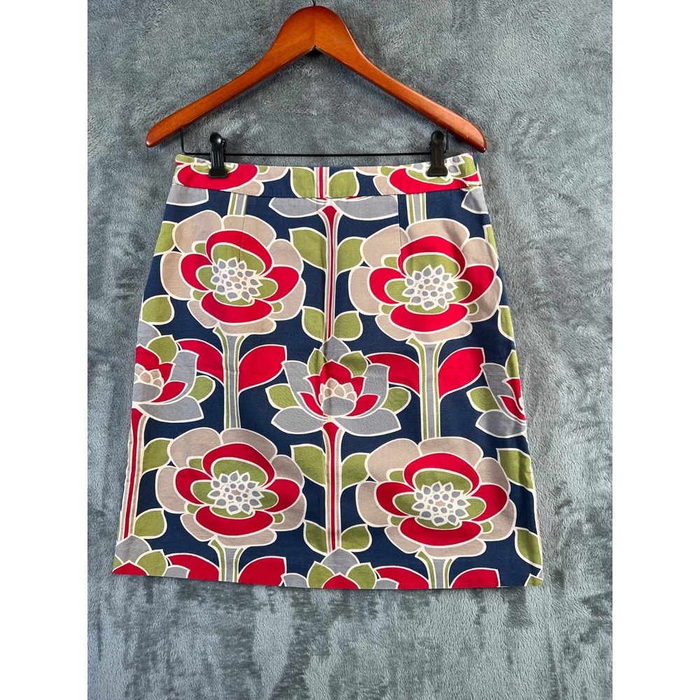 Boden Skirt Womens 8 Multicolored Lotus Flower Pencil Skirt 100% Cotton - Picture 8 of 9